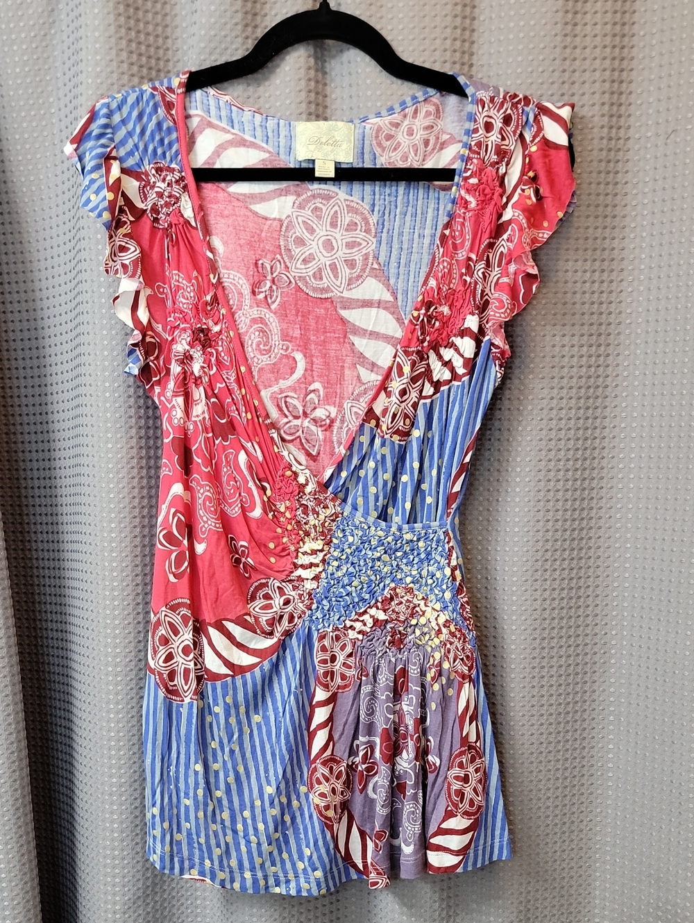Anthropologie Deletta Smock Wrap Top Tunic Size S
